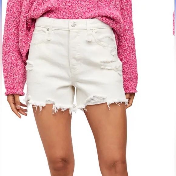 Free People Makai Cutoff Denim Shorts in Bright White - Picture 3 of 3